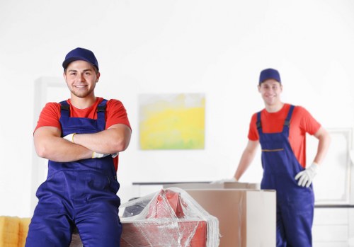 Packed moving boxes and relocation equipment for a local Harringay removals service
