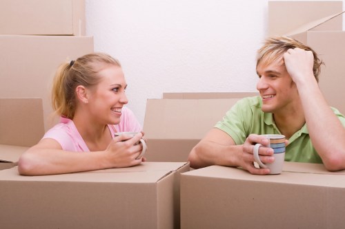 Moving team transporting household goods safely