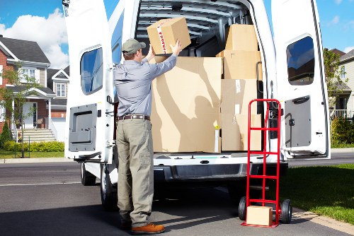 Commercial moving team working in a Harringay office